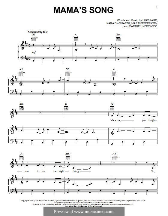 Mama's Song: Для голоса и фортепиано (или гитары) by Kara DioGuardi, Luke Laird, Martin Frederiksen