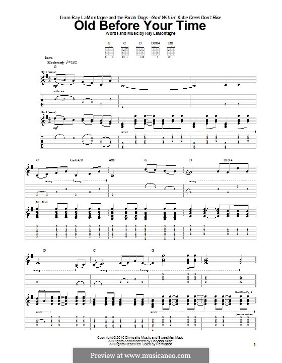 Old Before Your Time (Ray LaMontagne and The Pariah Dogs): Гитарная табулатура by Ray LaMontagne