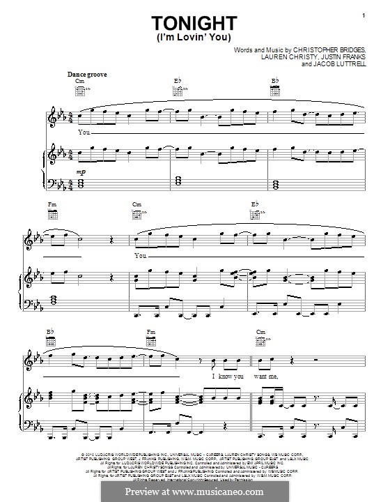 Tonight (I'm Lovin' You): Для голоса и фортепиано или гитары (Enrique Iglesias) by Christopher Bridges, Jacob Luttrell, Justin Franks, Lauren Christy