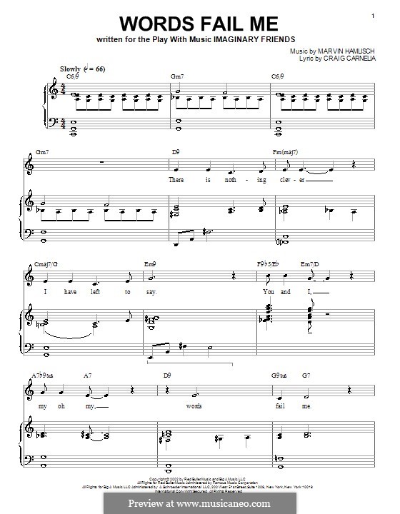 Words Fail Me: Для голоса и фортепиано by Marvin Hamlisch