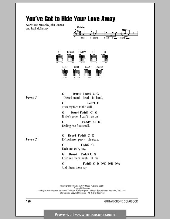 You've Got to Hide Your Love Away (The Beatles): Текст, аккорды by John Lennon, Paul McCartney
