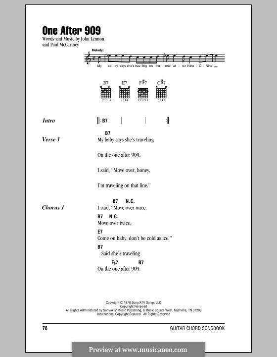 One After 909 (The Beatles): Текст, аккорды by John Lennon, Paul McCartney