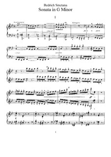 Соната для фортепиано соль минор, BA 76 T.35: Для одного исполнителя by Бедржих Сметана