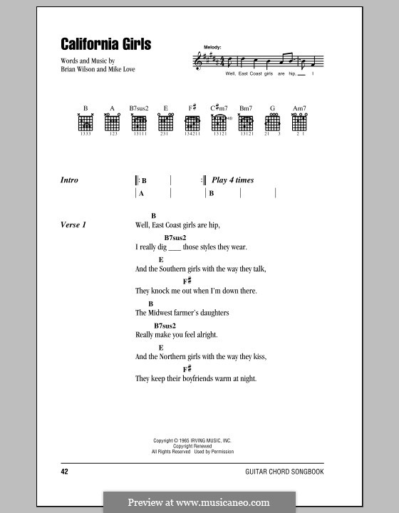 California Girls (The Beach Boys): Текст, аккорды by Brian Wilson, Mike Love