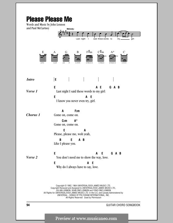 Please Please Me (The Beatles): Текст, аккорды by John Lennon, Paul McCartney