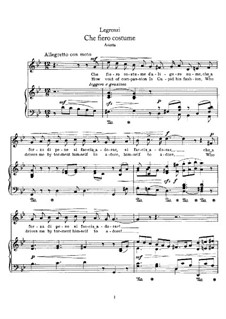 Che fiero costume: Version for voice and piano (G Minor) by Джованни Легренци