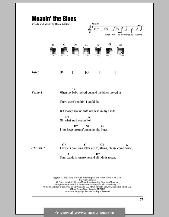 H Williams Moanin The Blues MusicaNeo