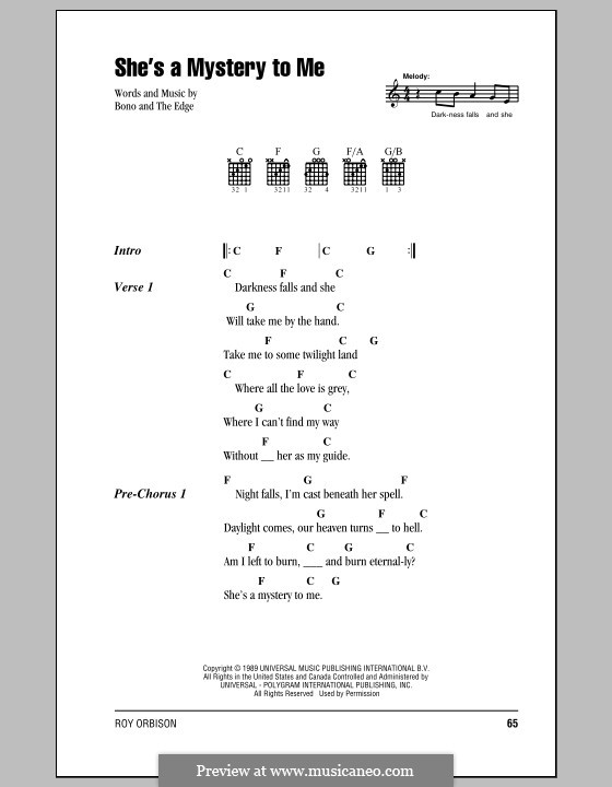 She's a Mystery to Me: Текст, аккорды by Bono, The Edge