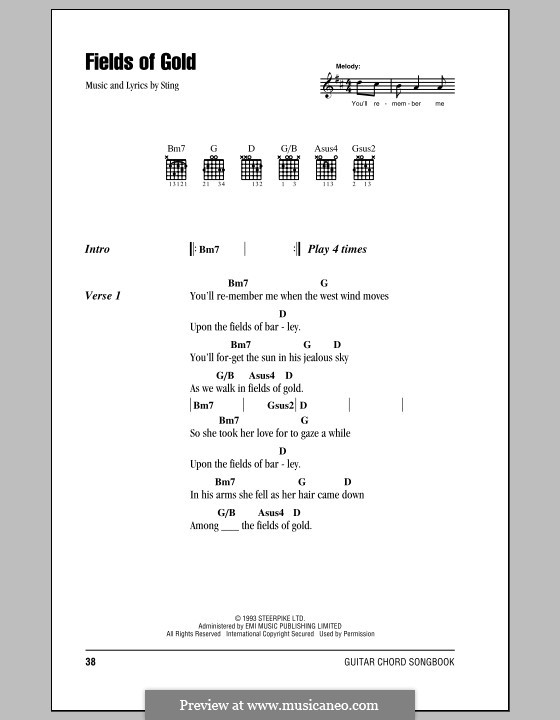 Fields of Gold: Текст, аккорды by Sting