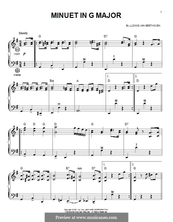 Менуэт соль мажор: Для аккордеона by Людвиг ван Бетховен