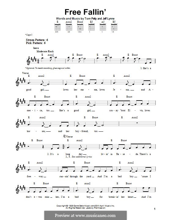 Free Fallin': Для гитары (очень легкая версия) by Jeff Lynne