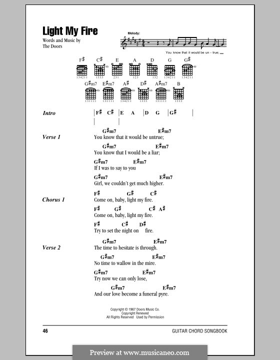 Light My Fire: Текст, аккорды by The Doors