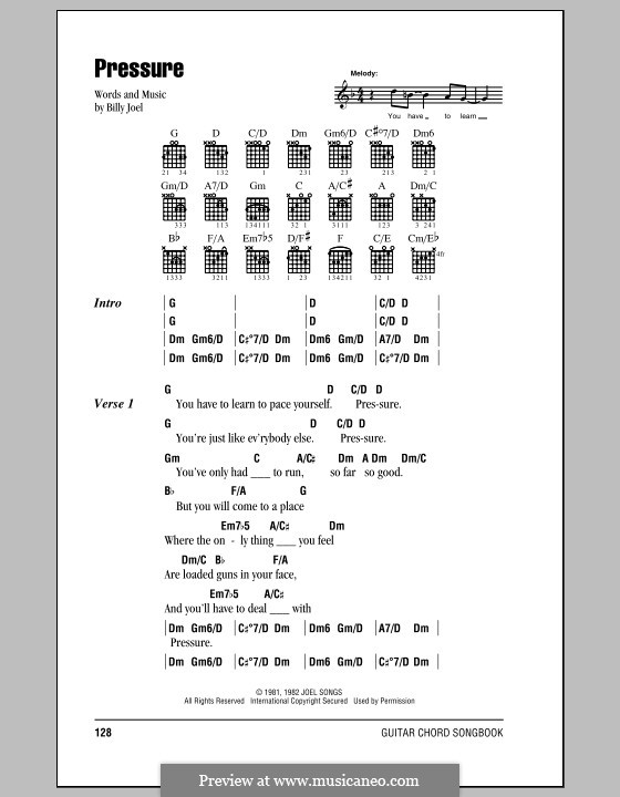 Pressure: Текст, аккорды by Billy Joel