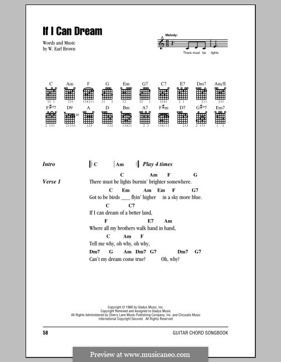 If I Can Dream (Elvis Presley): Текст, аккорды by W. Earl Brown