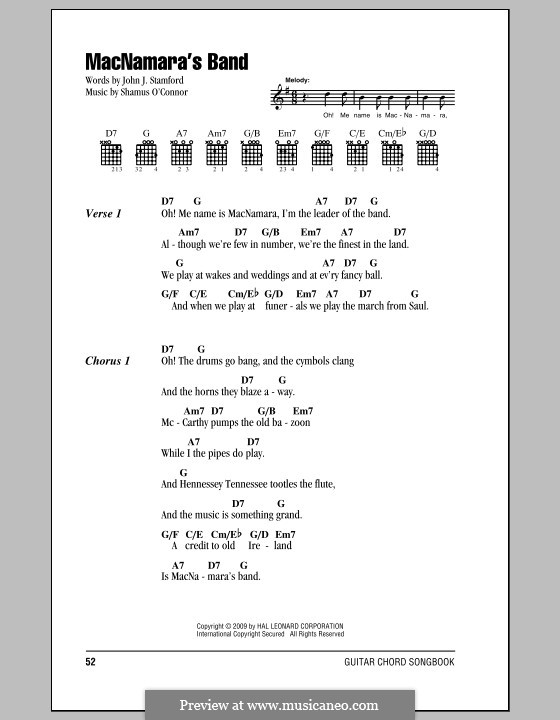 MacNamara's Band: Текст, аккорды by Shamus O'Connor
