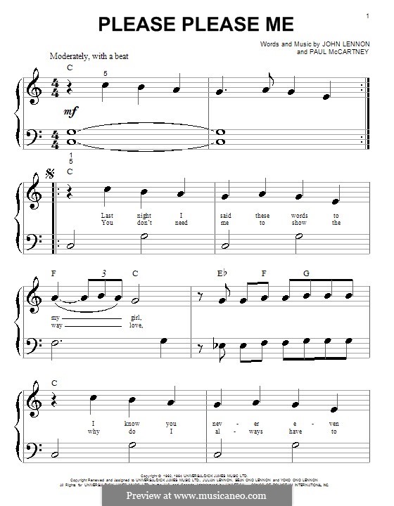 Please Please Me (The Beatles): Для фортепиано (очень легкая версия) by John Lennon, Paul McCartney