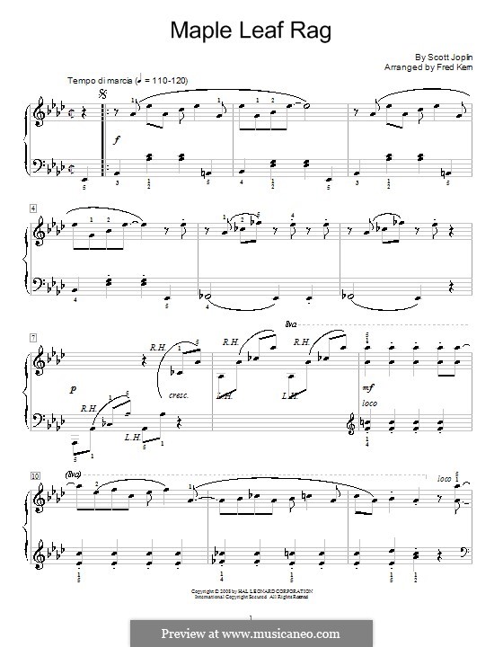 Maple Leaf Rag (Printable Scores): Для фортепиано by Скотт Джоплин