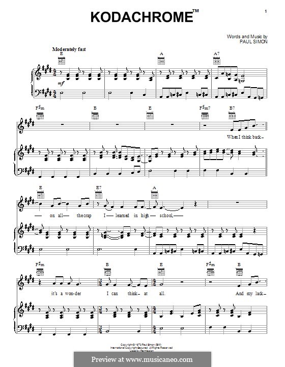 Kodachrome: Для голоса и фортепиано (или гитары) by Paul Simon