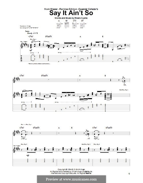 Say It Ain't So (Weezer): Гитарная табулатура by Rivers Cuomo.