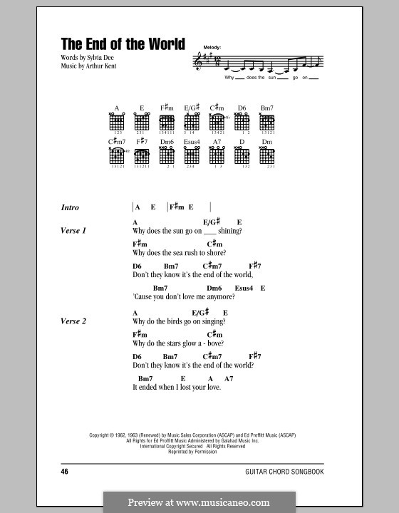 The End of the World: Текст, аккорды by Arthur Kent