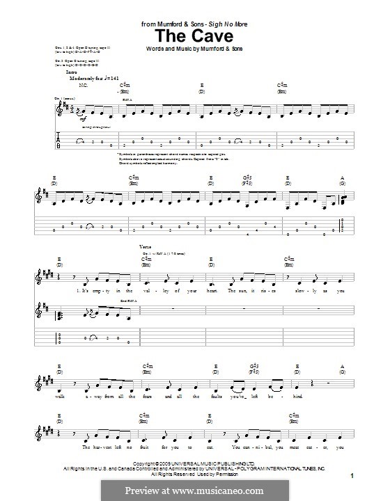 The Cave (Mumford & Sons): Для гитары с табулатурой by Marcus Mumford