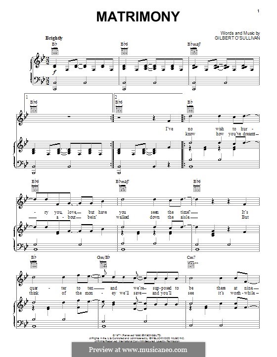 Matrimony: Для голоса и фортепиано (или гитары) by Gilbert O'Sullivan