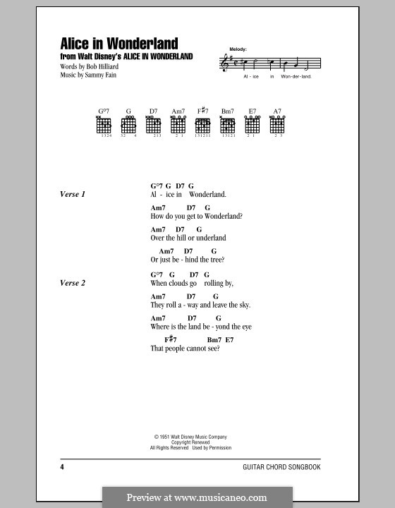 Alice in Wonderland (Bill Evans): Текст, аккорды by Bob Hilliard, Sammy Fain