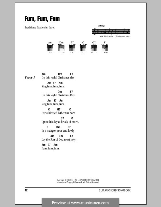 Fum, Fum, Fum: Текст, аккорды by folklore