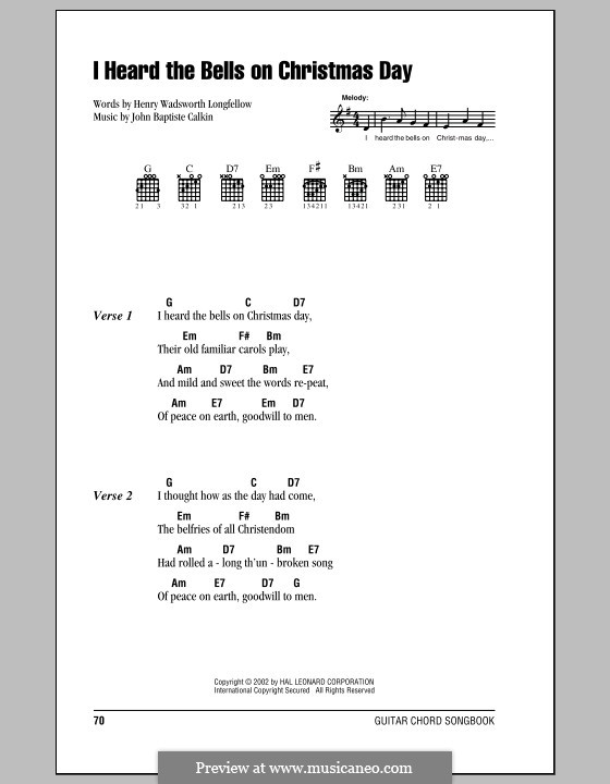 I Heard the Bells on Christmas Day: Текст, аккорды by Джон Батист Калкин