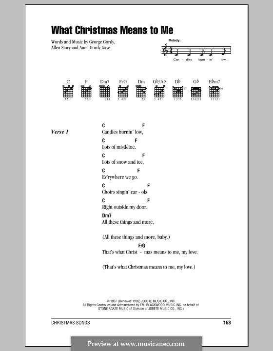 What Christmas Means To Me (Stevie Wonder): Текст, аккорды by Allen Story, Anna Gordy Gaye, George Gordy