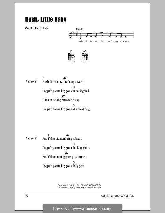Hush, Little Baby: Текст, аккорды by folklore