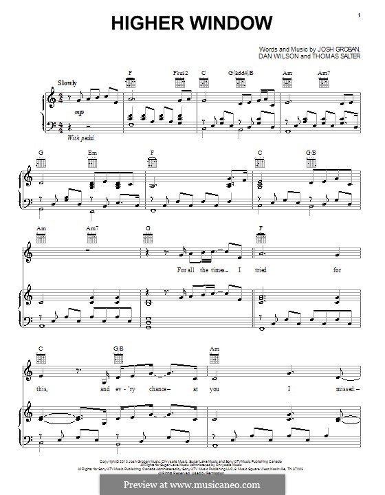 Higher Window: Для голоса и фортепиано (или гитары) by Daniel Wilson, Josh Groban, Thomas Salter
