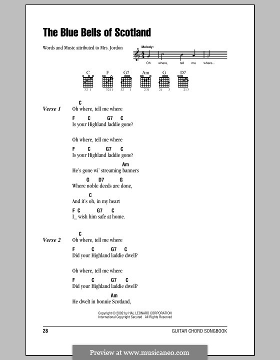 The Blue Bells of Scotland: Текст, аккорды by folklore