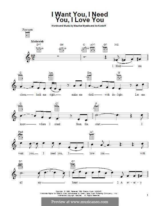 I Want You, I Need You, I Love You (Elvis Presley): Для укулеле by Ira Kosloff
