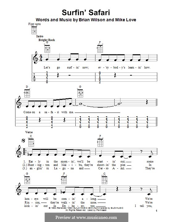Surfin' Safari (The Beach Boys): Для укулеле by Brian Wilson, Mike Love