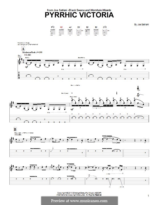 Pyrrhic Victoria: Гитарная табулатура by Joe Satriani