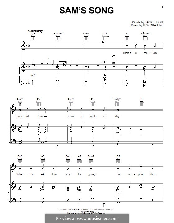 Sam's Song (The Happy Tune): Для голоса и фортепиано (или гитары) by Jack Z. Elliott, Lew Quadling