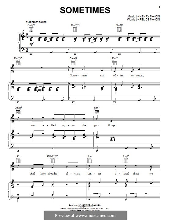 Sometimes: Для голоса и фортепиано (или гитары) by Henry Mancini