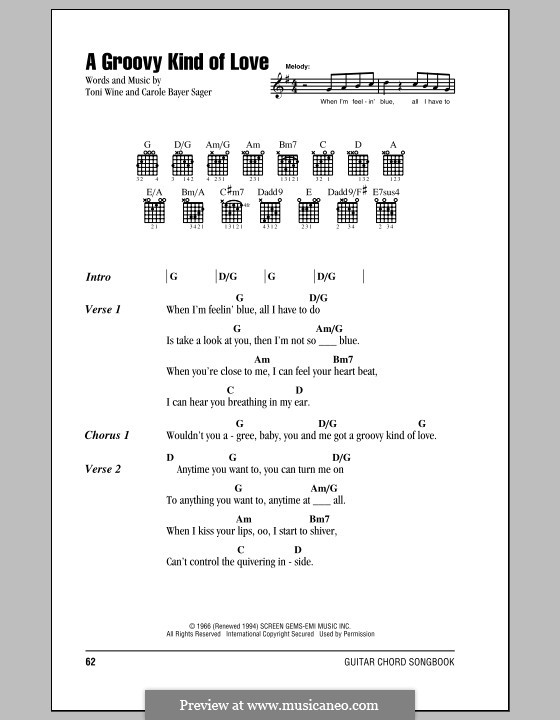 A Groovy Kind of Love (The Mindbenders): Текст, аккорды by Carole Bayer Sager, Toni Wine