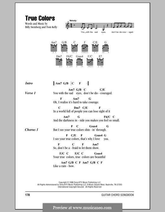 True Colors: Текст, аккорды by Billy Steinberg, Tom Kelly