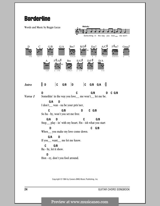 Borderline (Madonna): Текст, аккорды by Reggie Lucas