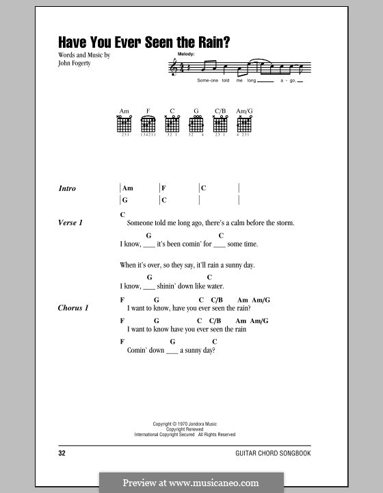 Have You Ever Seen the Rain? (Creedence Clearwater Revival): Текст, аккорды by John C. Fogerty
