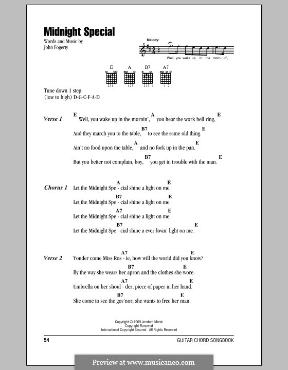 Midnight Special (Creedence Clearwater Revival): Текст, аккорды by John C. Fogerty