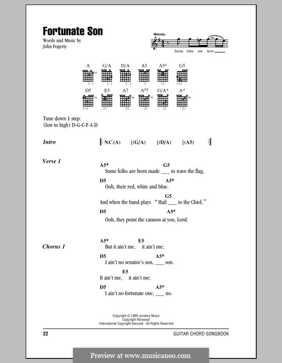 Fortunate Son (Creedence Clearwater Revival): Текст, аккорды by John C. Fogerty