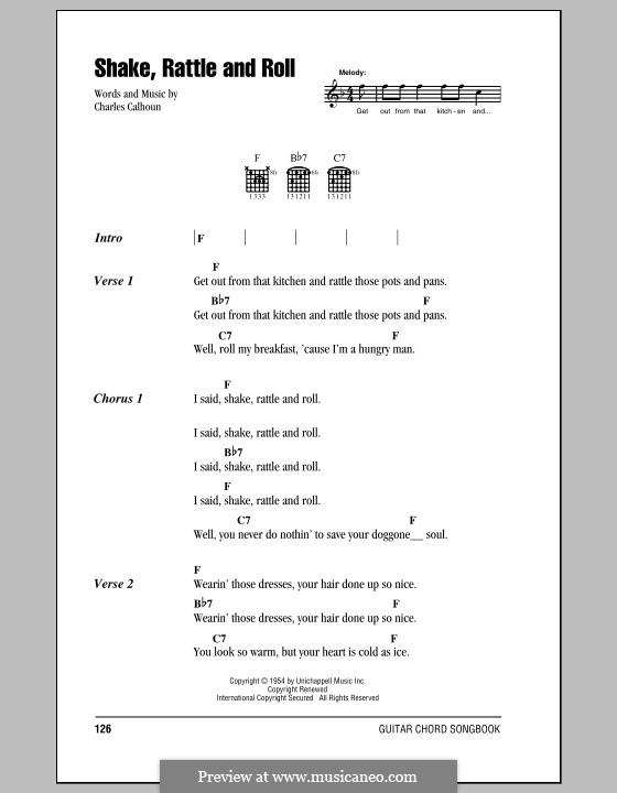 Shake, Rattle and Roll (Bill Haley & His Comets): Текст, аккорды by Charles Calhoun