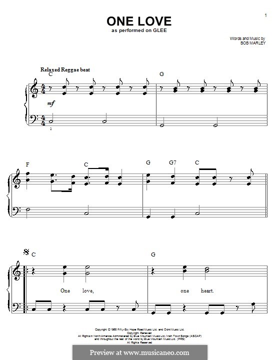 One Love: Для фортепиано (легкий уровень) by Bob Marley