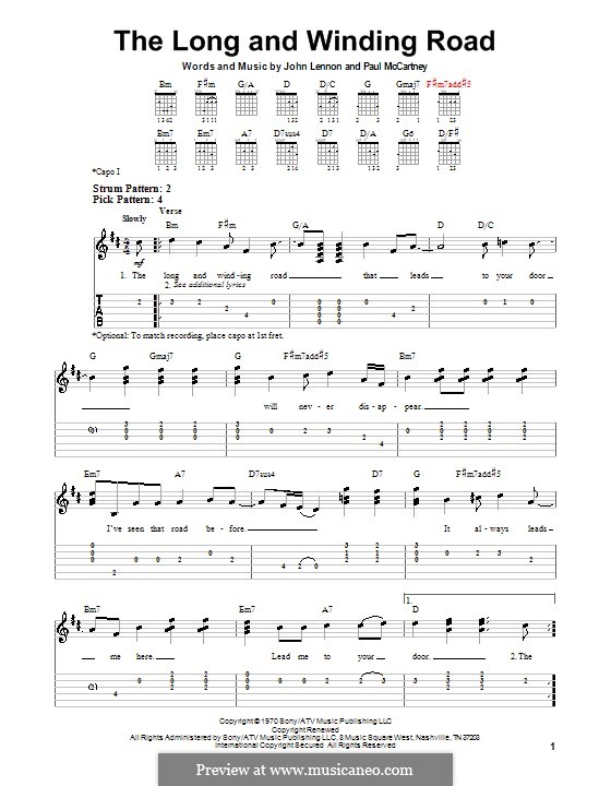 The Long and Winding Road (The Beatles): Для гитары (очень легкая версия) by John Lennon, Paul McCartney