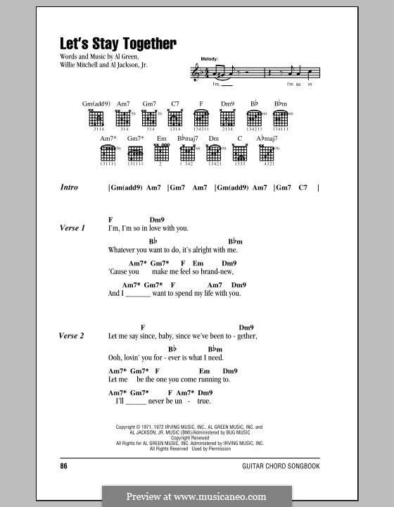 Let's Stay Together: Текст, аккорды by Willie Mitchell, Al Jackson Jr.