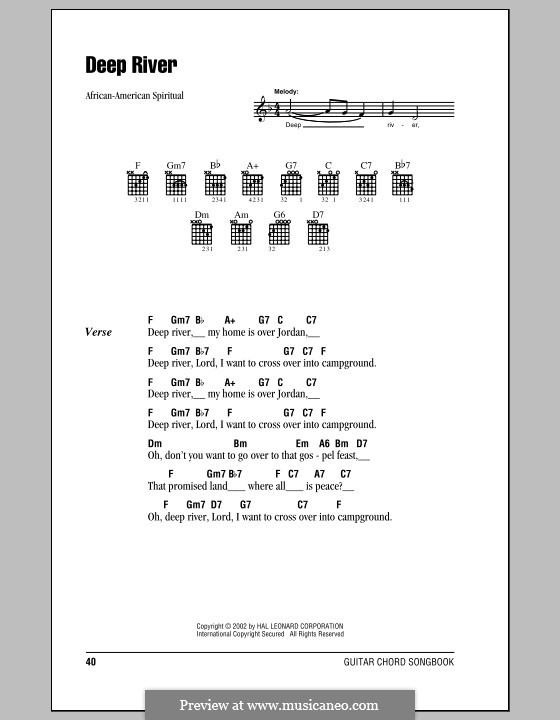 Deep River: Текст, аккорды by folklore