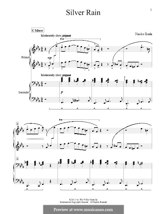 Silver Rain: Для фортепиано в четыре руки by Naoko Ikeda